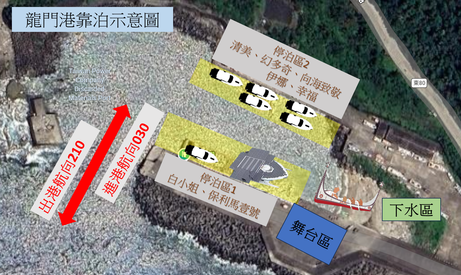 龍門港靠泊示意圖