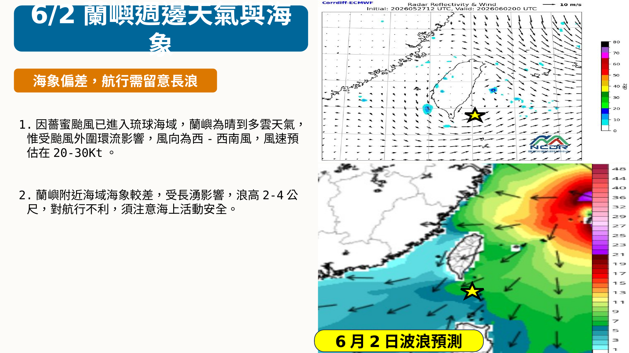 6月2日蘭嶼週邊大氣與海象