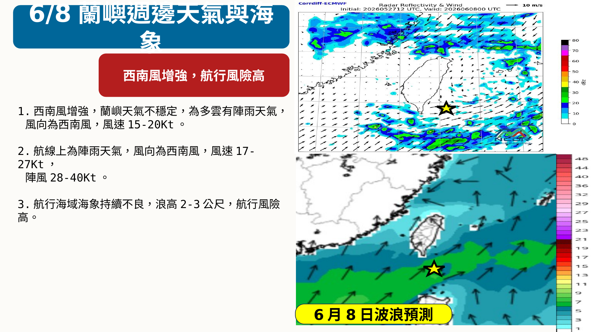 6月8日蘭嶼週邊大氣與海象